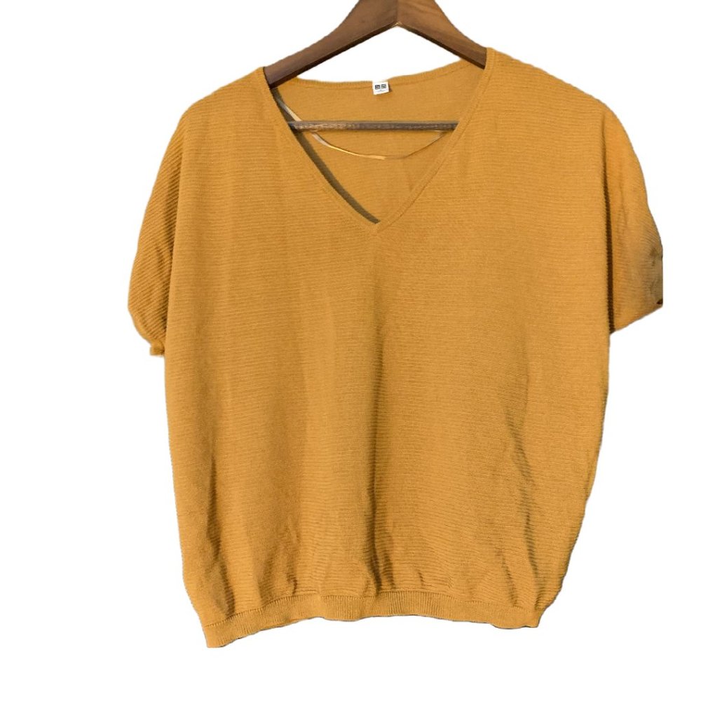 Oranged Ribbed Short Sleeve Blouse Uniqlo Women's S